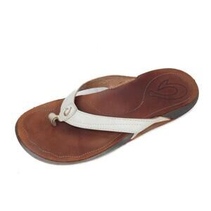 OluKai Women’s KUMU Leather Thong Flip Flop Sandals Size 6